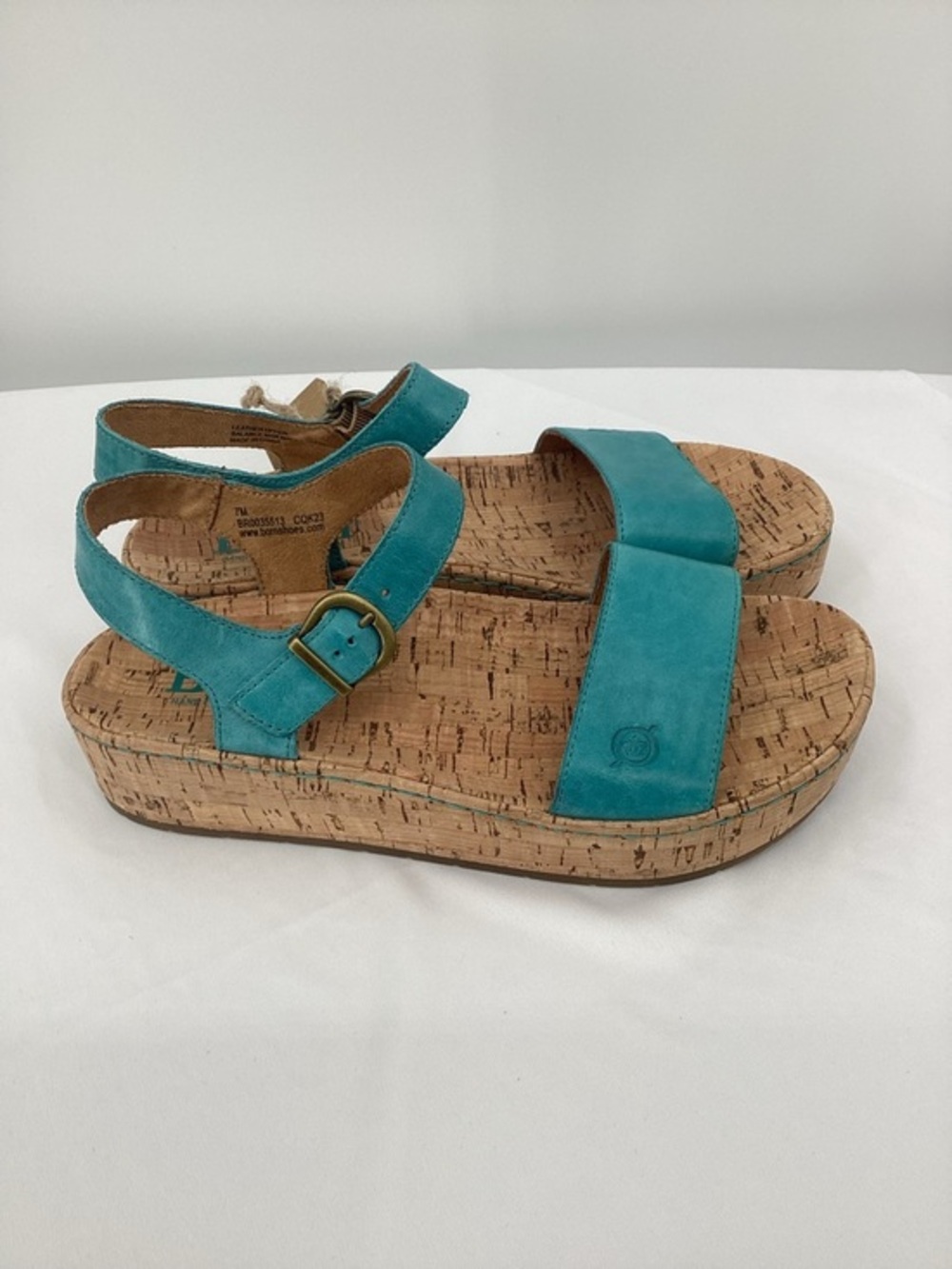 Born Sari Turquoise Cork Platform Sandals